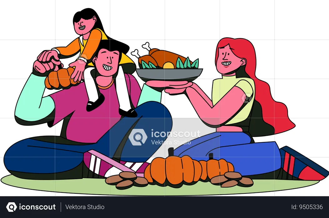 Cozy Family Dinner  Illustration