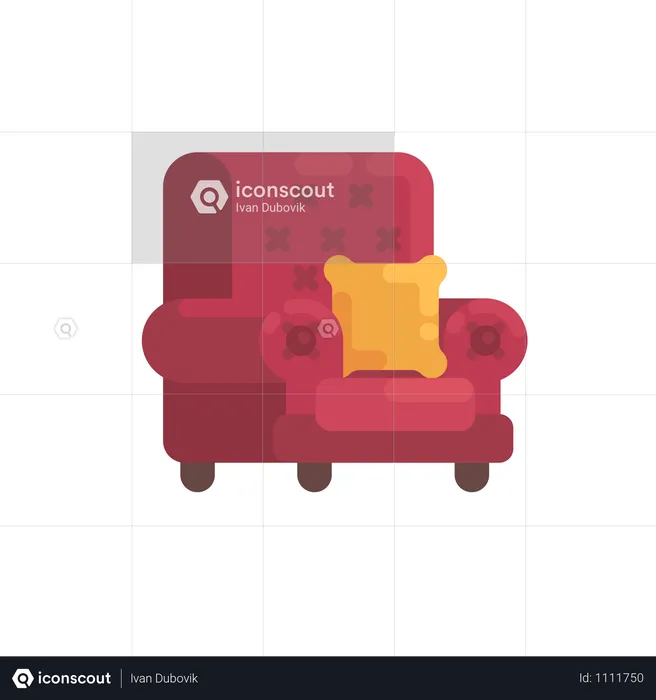 Cozy Red Armchair With Orange Pillow  Illustration