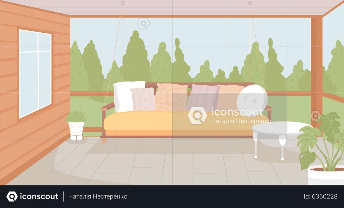 Cozy terrace with furniture  Illustration