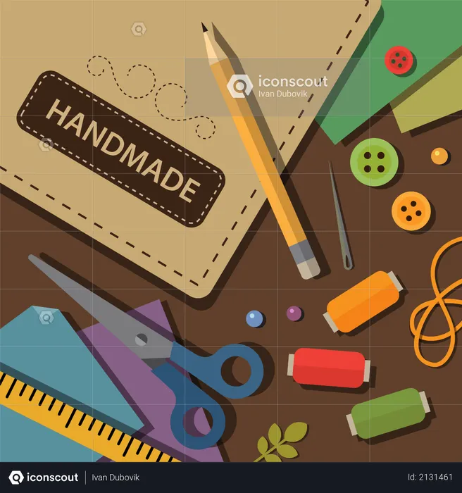 Crafting materials and tools  Illustration