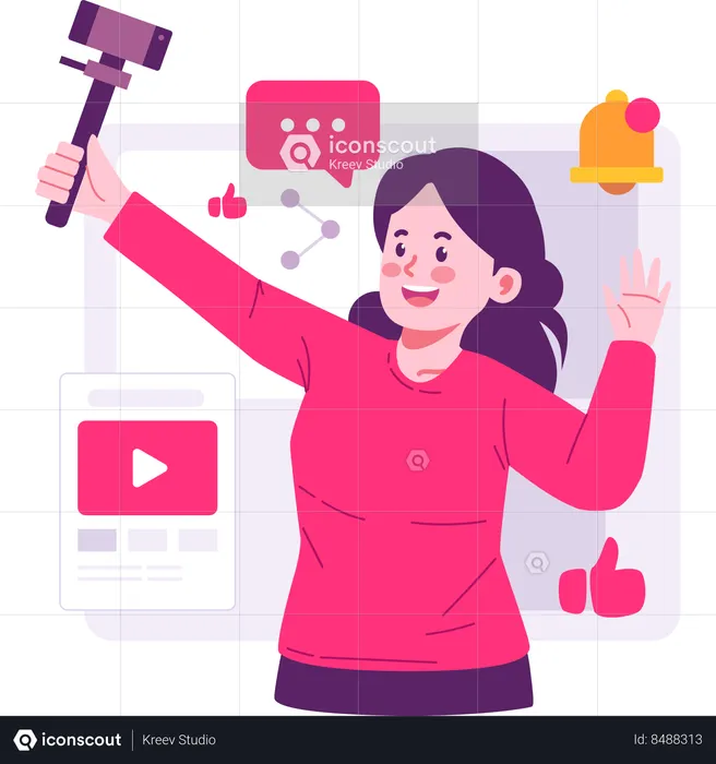 Creador de contenido creando contenido usando la cámara  Ilustración
