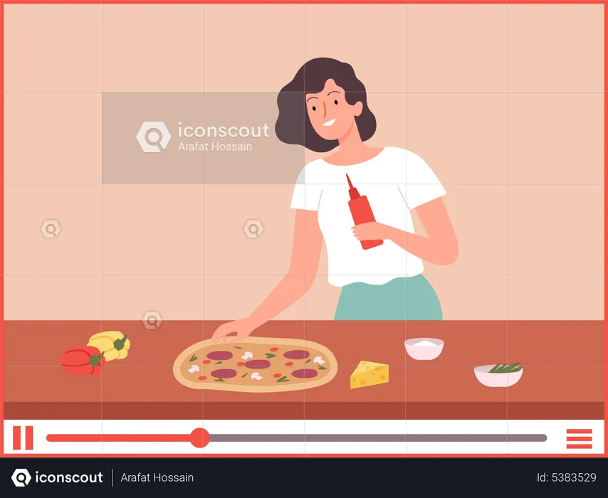 Creación de un vídeo tutorial de cocina de alimentos.  Ilustración