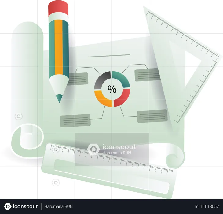 Creación de una imagen de gráfico circular analítico en papel  Ilustración