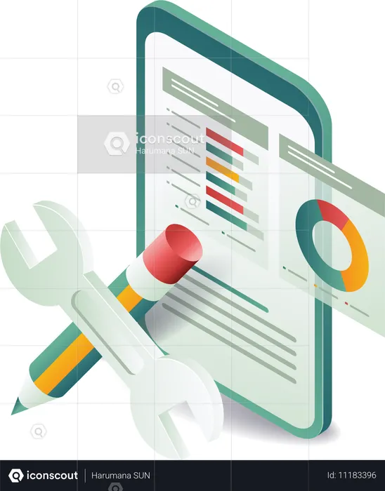 Create business management analyst data graph  Illustration