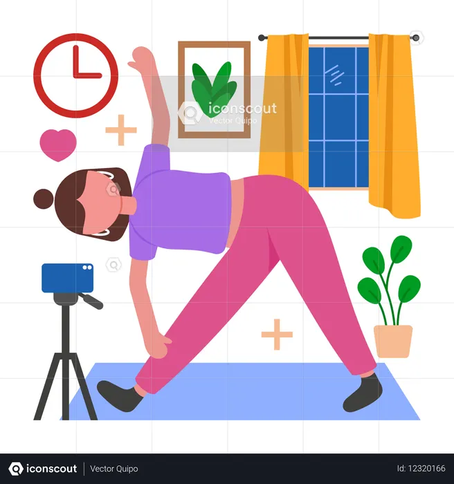 Créateur de contenu de yoga créant du contenu de yoga  Illustration