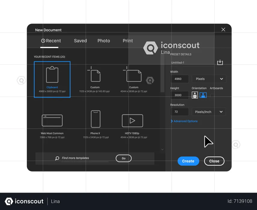 Creating New Document in Graphics Editor  Illustration