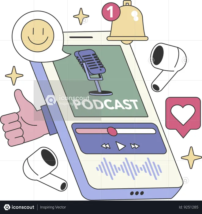 Creating online podcast  Illustration