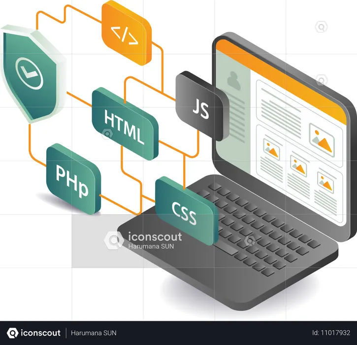 Creating web applications with programming languages  Illustration