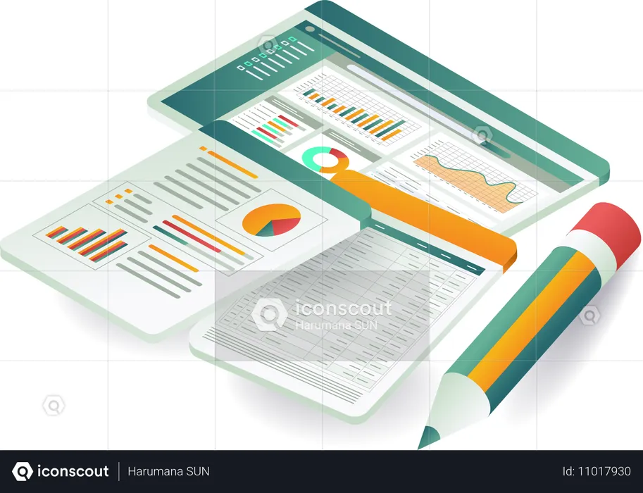 Création d'un écran de données d'analystes technologiques et commerciaux  Illustration