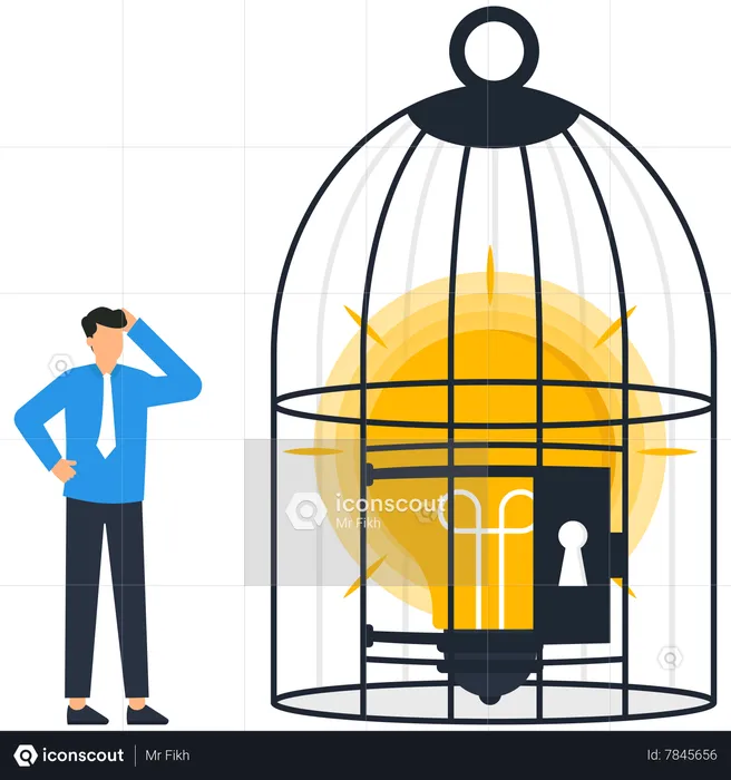 Creative Bulb inside the cage  Illustration