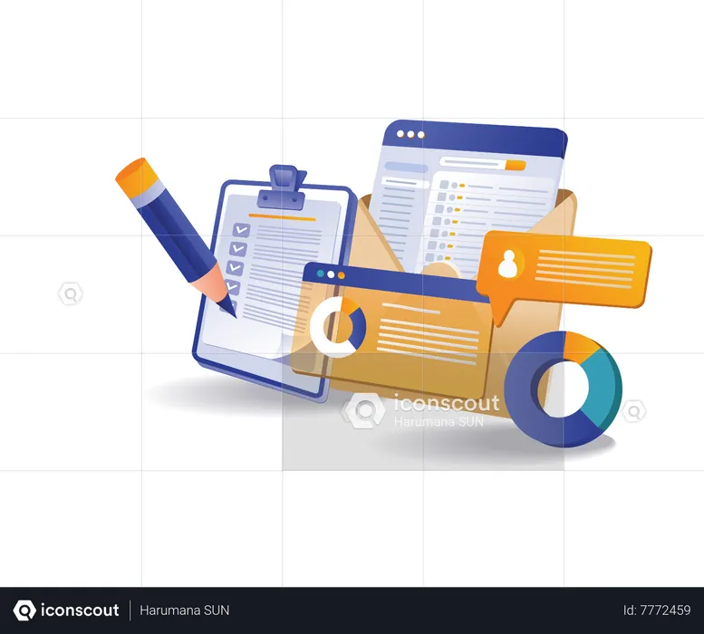 Creative email marketing analysis data  Illustration