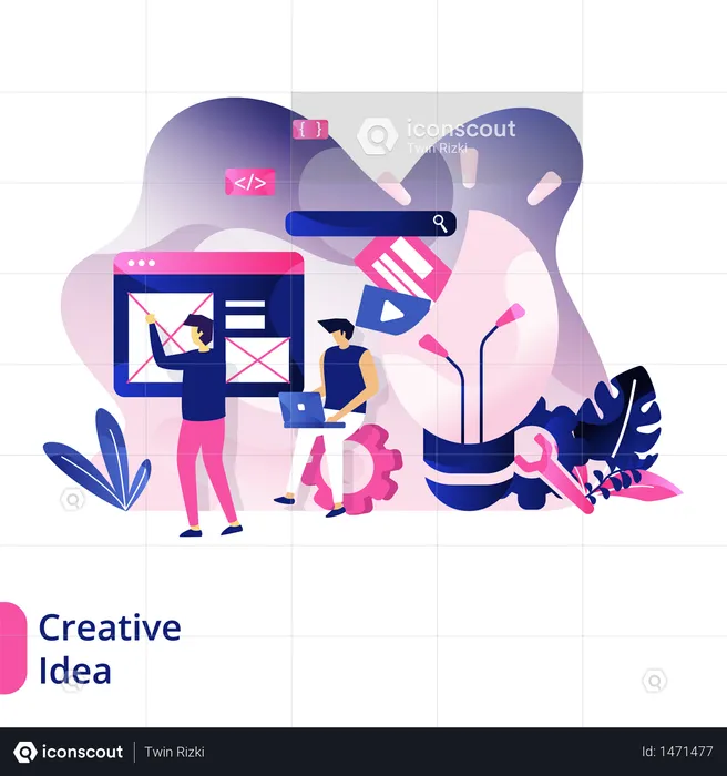 Creative Idea in webpage development  Illustration