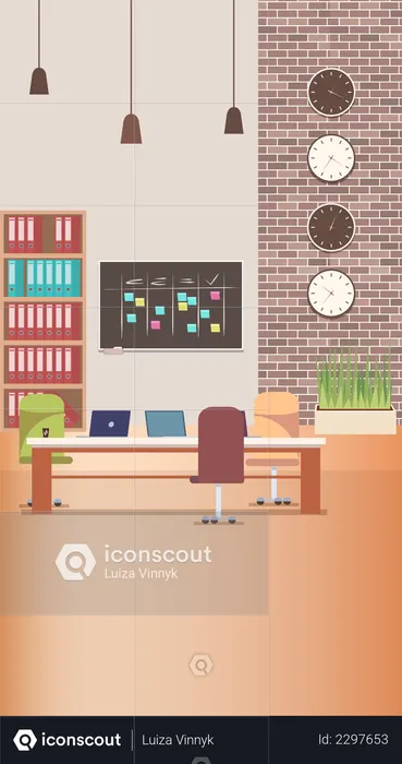 Creative Workplace with Office Furniture  Illustration