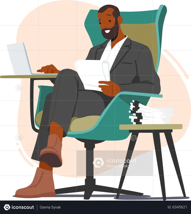 Creative writer sitting on armchair  Illustration