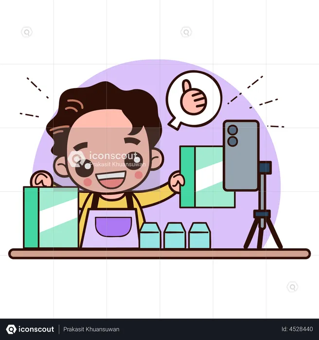 Creator doing online product review  Illustration