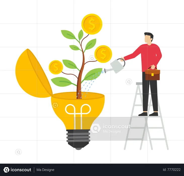 Cultivar ideas para convertirlas en dinero.  Ilustración