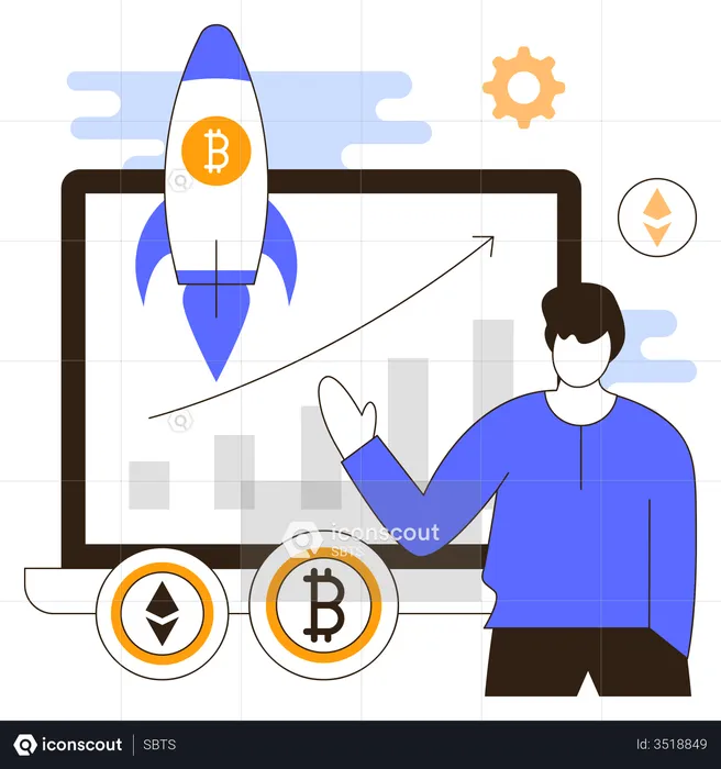 Crecimiento de criptomonedas  Ilustración