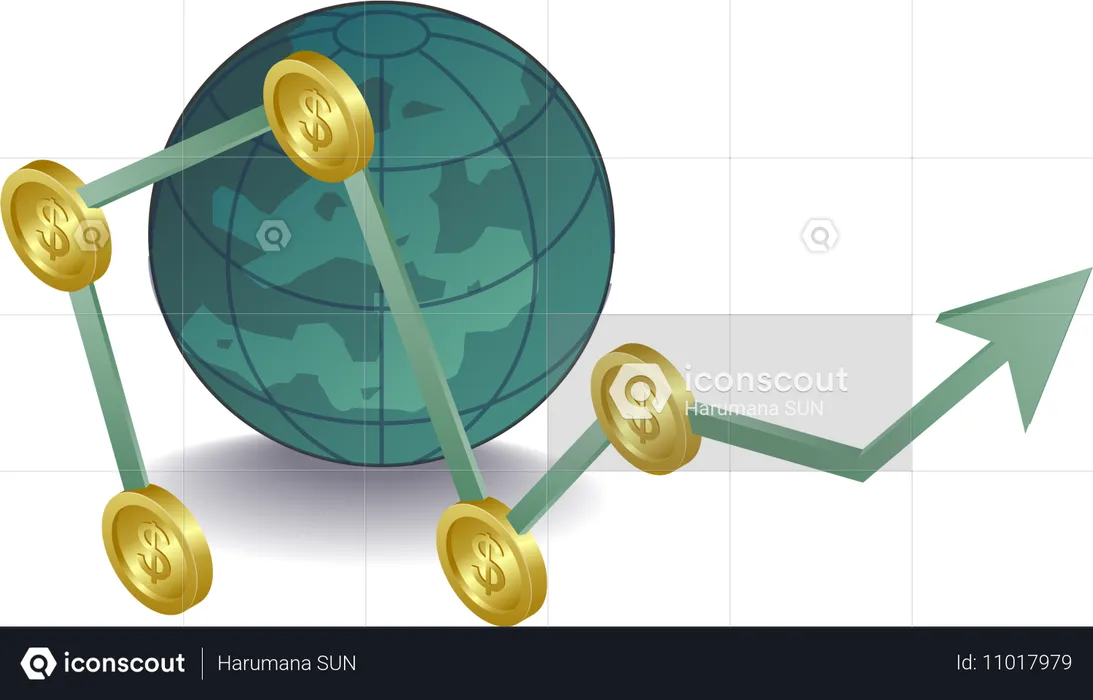 Crecimiento financiero con gráficos de analistas  Ilustración