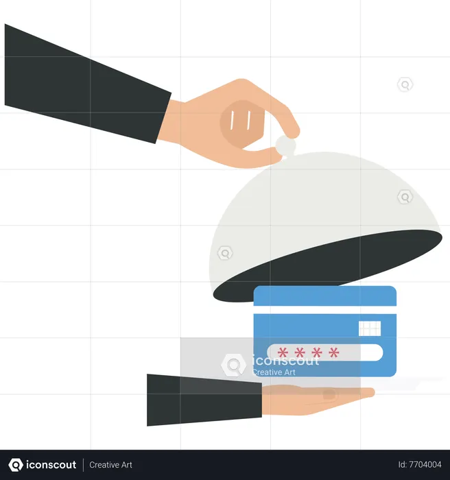 Credit card in a food cloche  Illustration