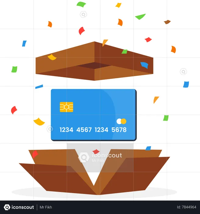 Credit card outside the box  Illustration