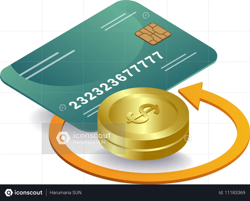 Credit card with financial cycle  Illustration