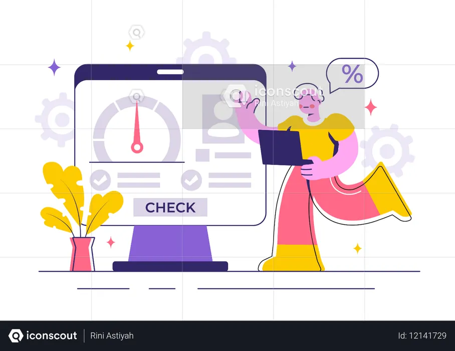 Man checking credit score  Illustration