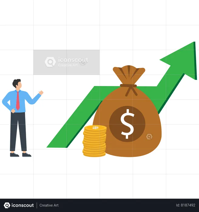 Crescimento da renda e ganhos de lucro como progresso financeiro  Ilustração