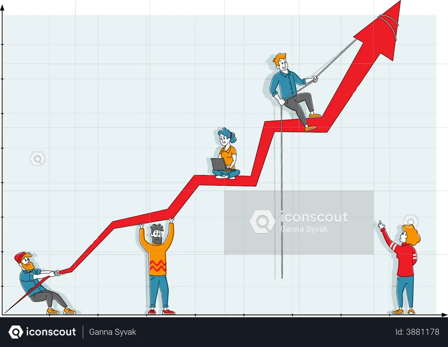 Crescimento do negócio por equipe  Ilustração