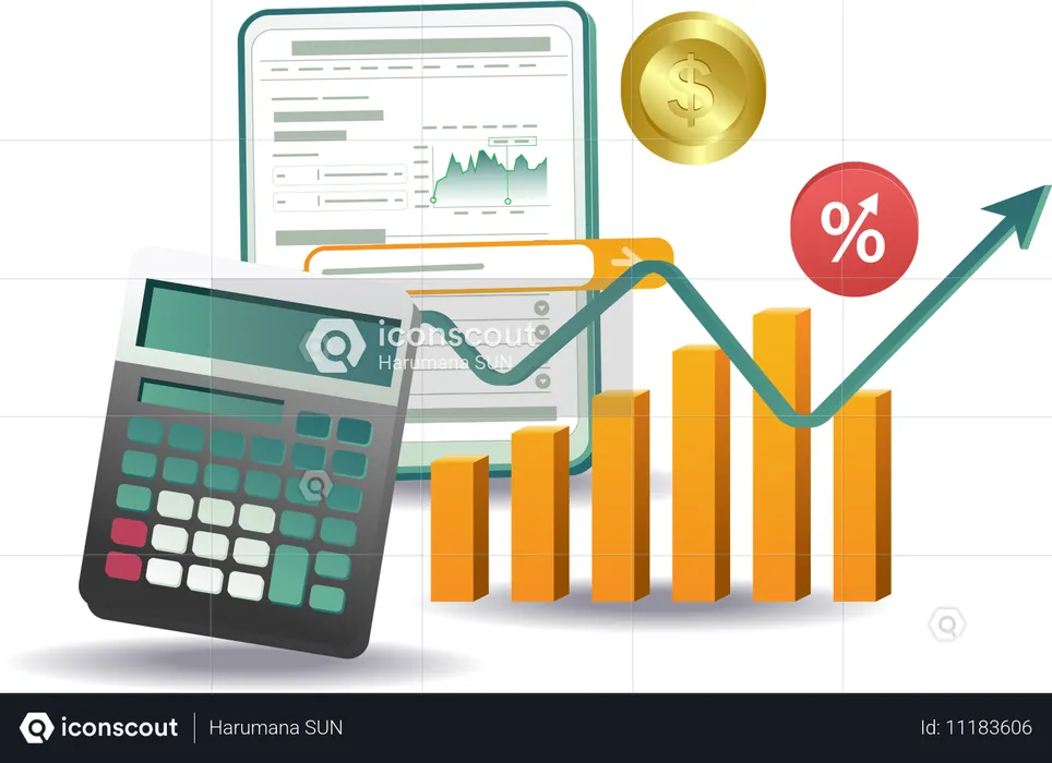 Crescimento financeiro e cálculo orçamentário  Ilustração