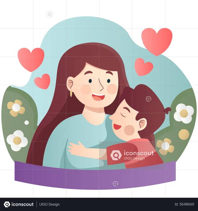 Crianças abraçando a mãe no dia das mães  Ilustração