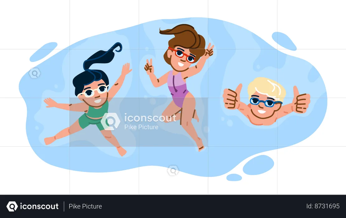 As crianças estão se divertindo na piscina  Ilustração