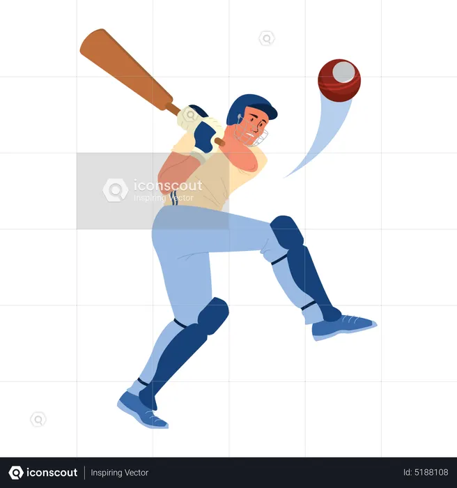 Cricket batsman hitting ball  Illustration
