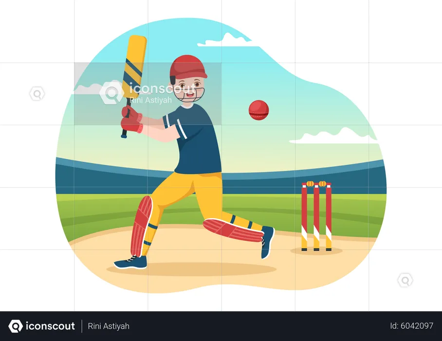 Batteur de cricket  Illustration