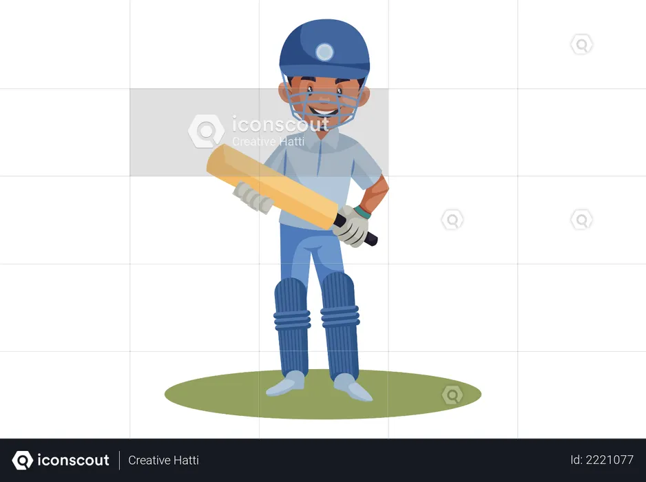 Cricket player smiling  Illustration