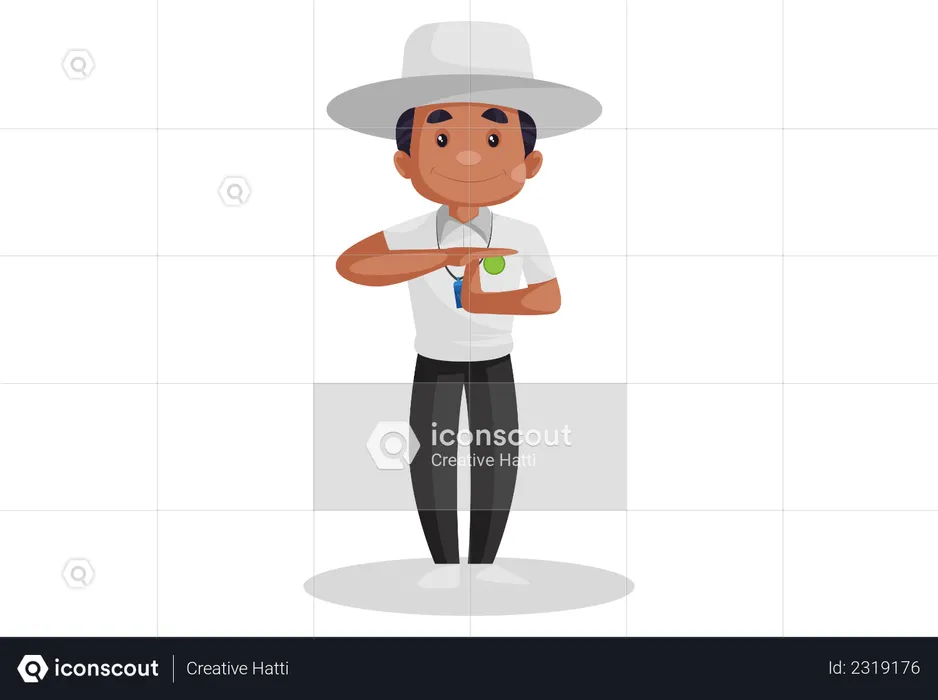 Cricket umpire is giving a signal of the decision review system  Illustration