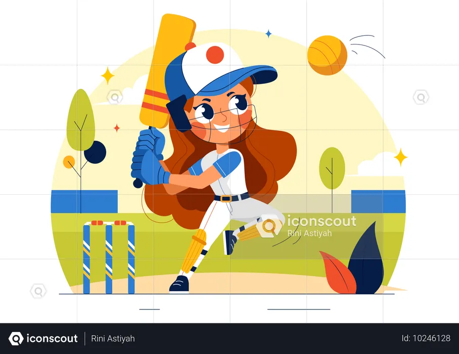 Cricket-Spieler beim Spiel  Illustration