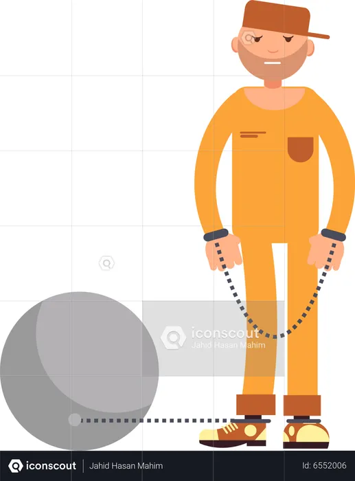 Criminal chained with ball  Illustration