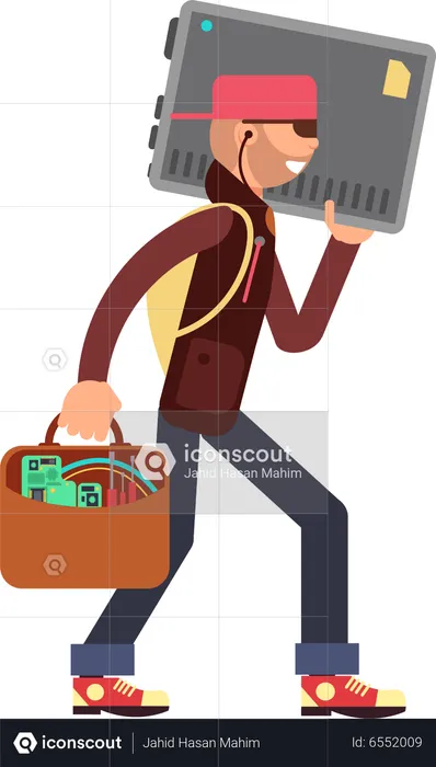 Criminal computer hacker in bank hacking  Illustration