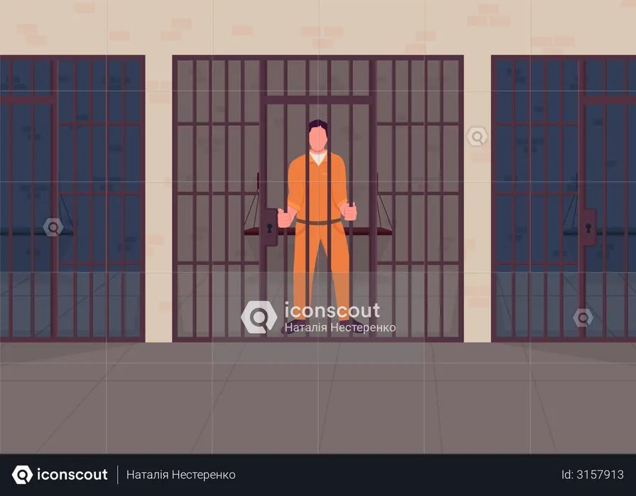 Criminal in prison  Illustration