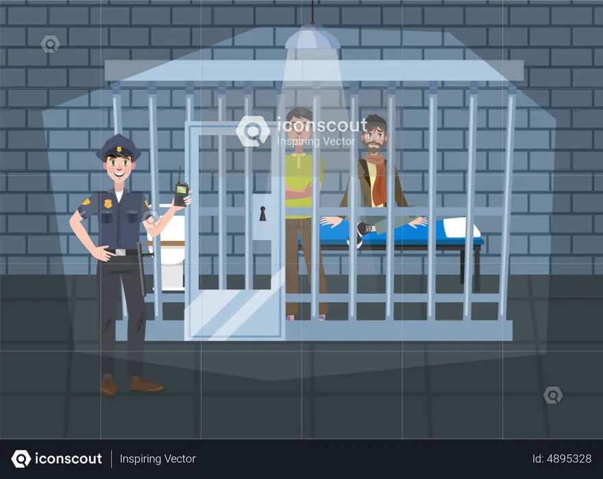 Criminal in prison  Illustration