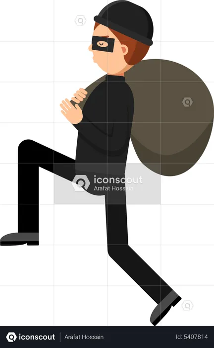 Criminal running with bag  Illustration