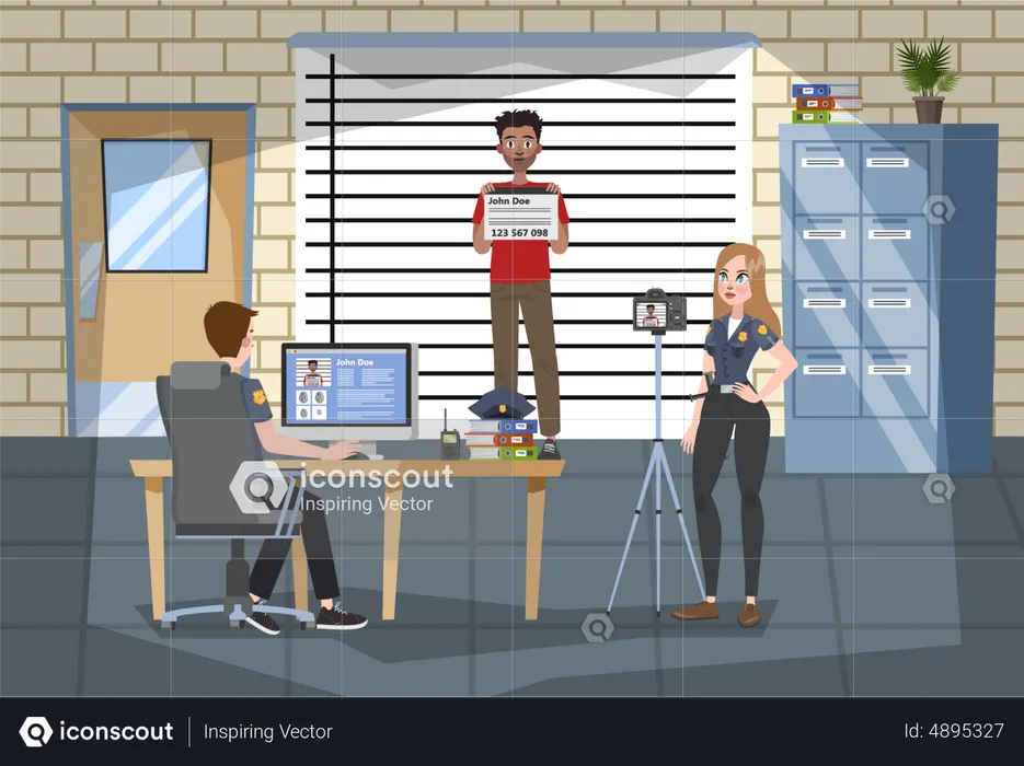 Posição criminosa na parede  Ilustração
