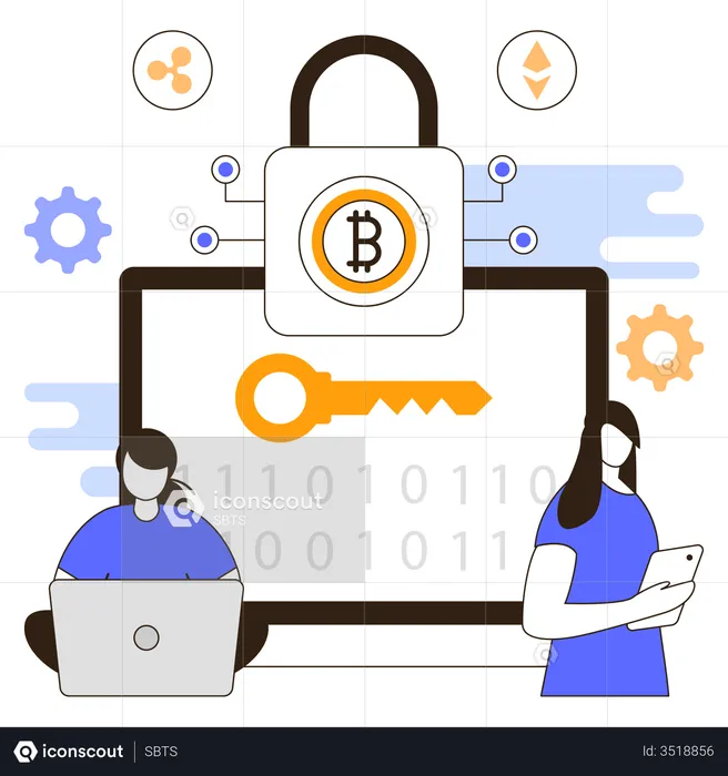 Criptografia de criptomoeda  Ilustração