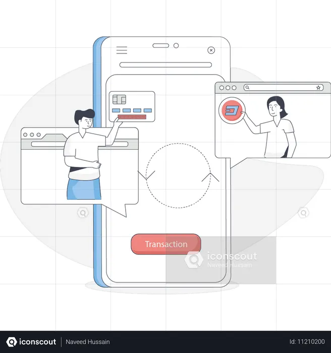 Transacción de criptomonedas en línea  Ilustración