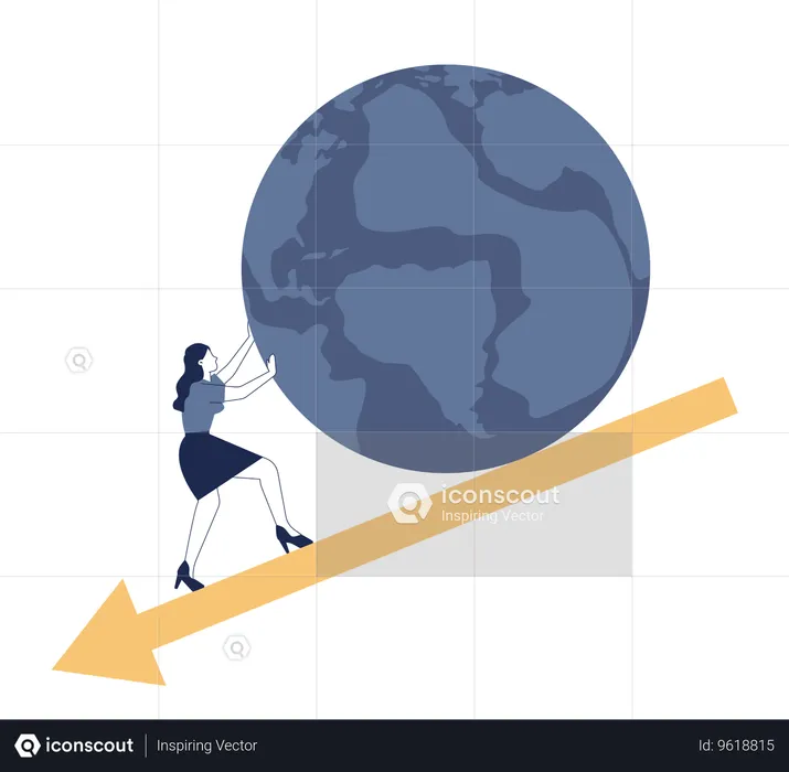 Crisis concept. Bankruptcy with falling down profit graph and money  Illustration