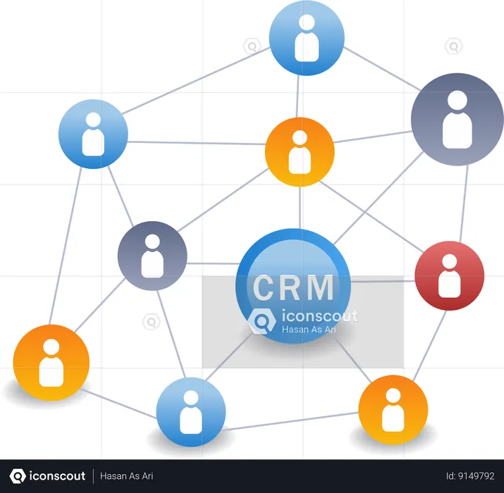 Desarrollo empresarial de la red del sistema de estrategia CRM  Ilustración