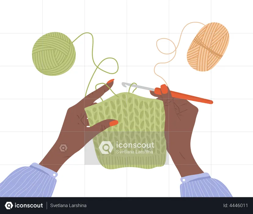 Crochet knitting process  Illustration