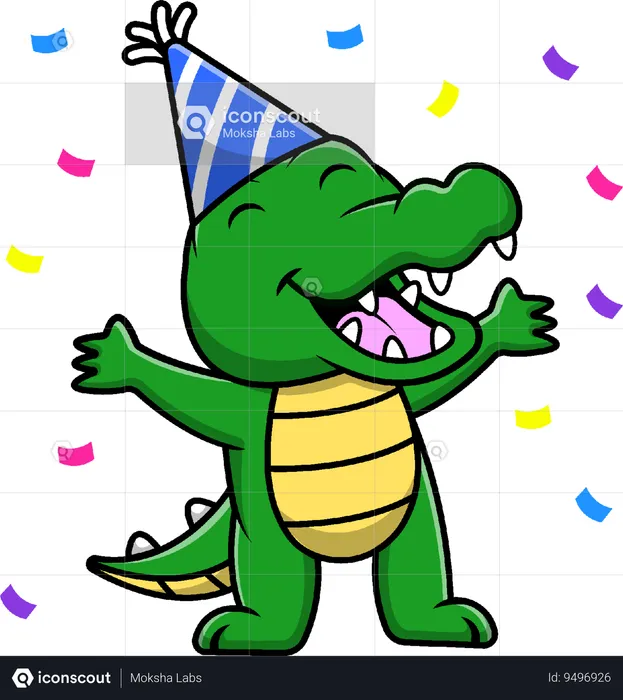 Crocodile Celebrate Birthday Party  Illustration