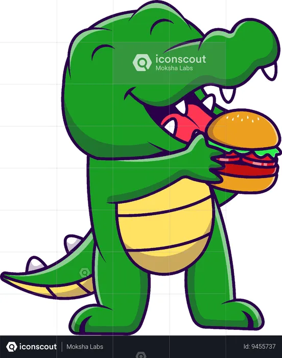 Crocodile Eating Burger  Illustration