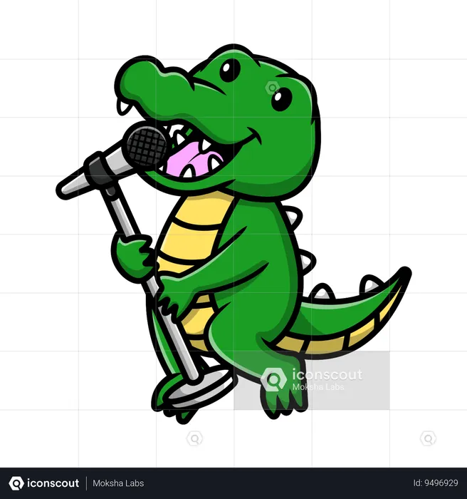 Crocodile Singing  Illustration